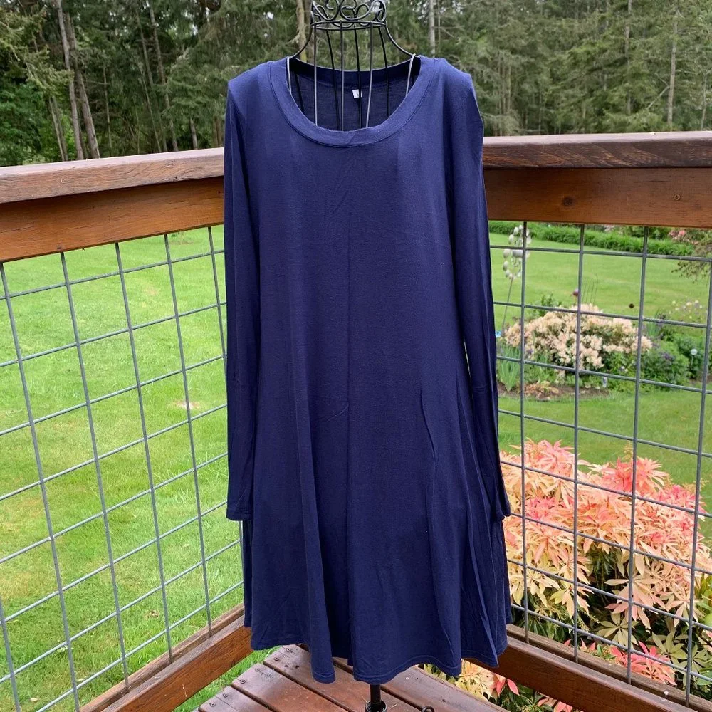 Ladies size Small Navy Blue Long Sleeve T-Shirt Dress - Picture 1 of 7